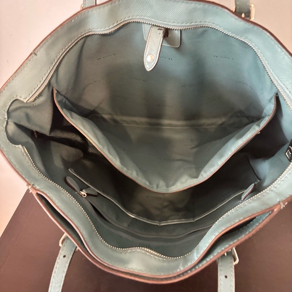 Authentic COACH Crossgrain Leather Laptop Tote Sage Blue 29086 - Picture 5 of 13